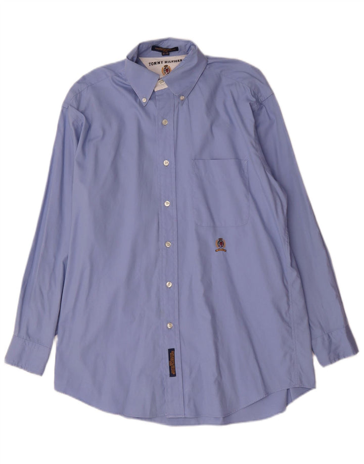 Tommy Hilfiger Herrenhemd Größe 15 mittelblaue Baumwolle