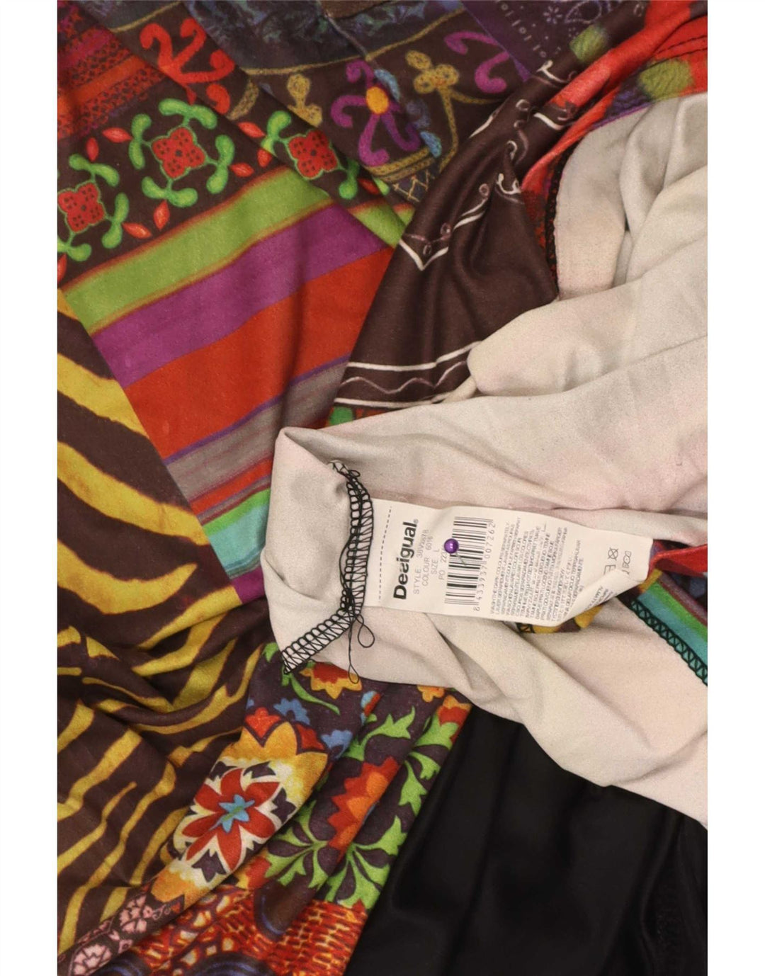 Desigual Damen Grafik-A-Linien-Kleid UK 14 Großes mehrfarbiges Patchwork
