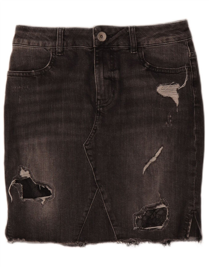 Guess Damen-Jeansrock im Distressed-Look, W27, Größe S, aus grauer Baumwolle