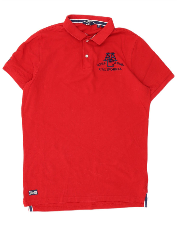 Superdry Herren-Poloshirt mit Grafik, Größe L, aus roter Baumwolle