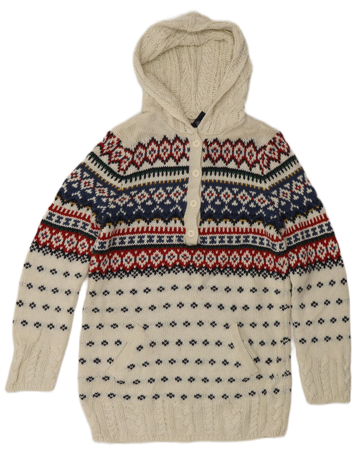 RALPH LAUREN Kapuzenpullover für Mädchen, 15–16 Jahre, XL, weiße Fair-Isle-Baumwolle