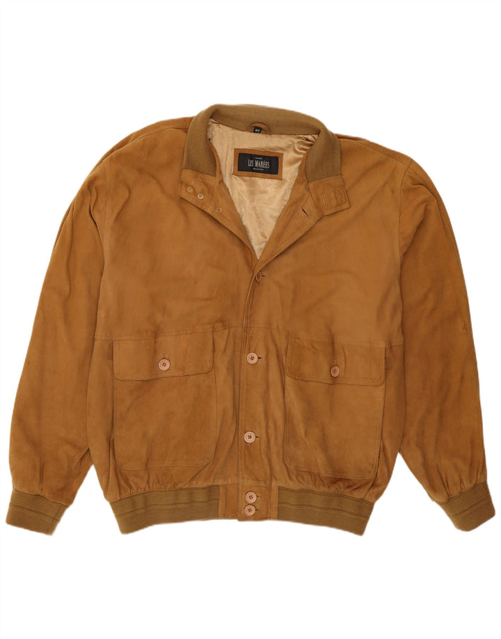Olivieri Herren Les Marees Wildleder Bomberjacke IT 62 6XL Braunes Leder