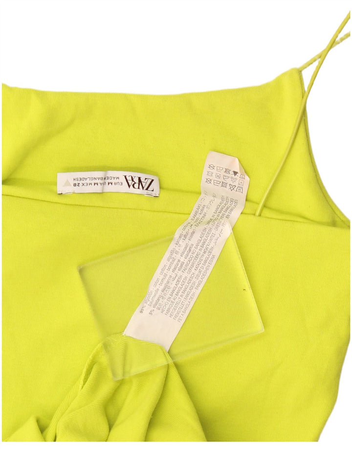 Zara Damen Sommerkleid UK 12 Mittelgrüne Baumwolle