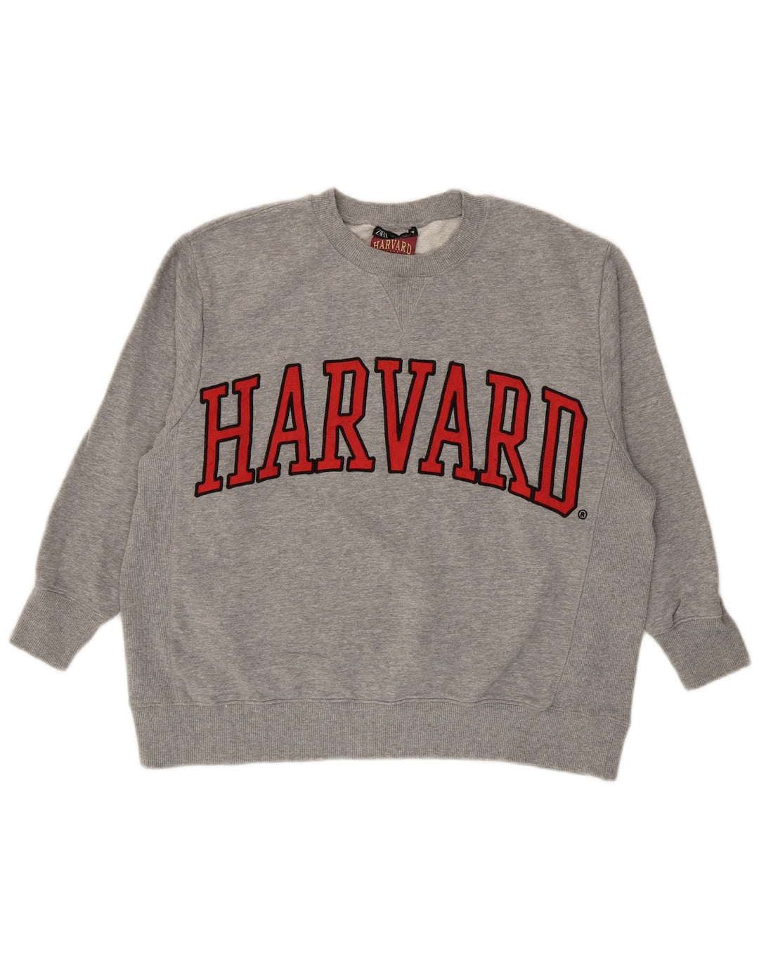 Zara Damen-Sweatshirt „Harvard Graphic“ in Übergröße, Gr. 10, Größe S, Grau