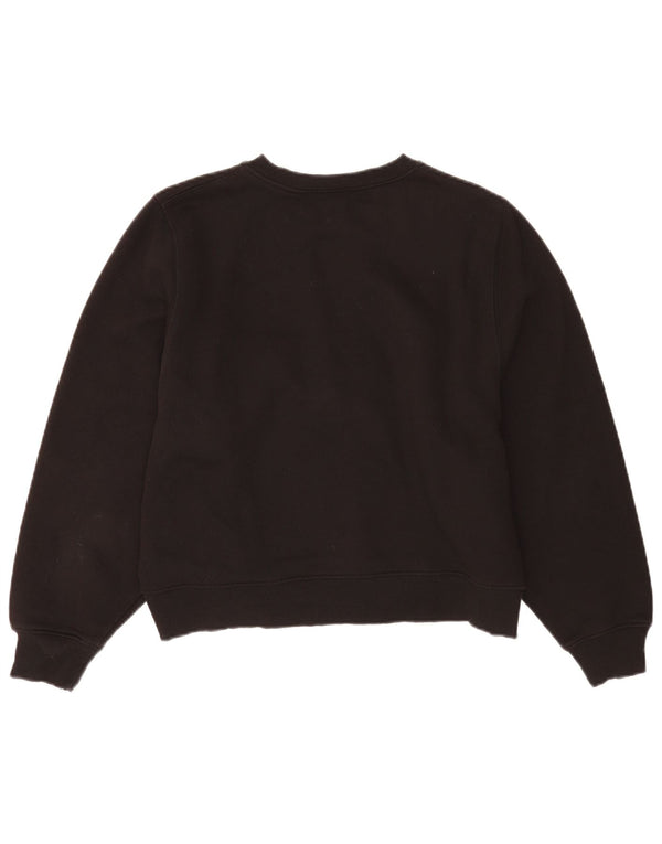 Zara Damen Crop Oversized Sweatshirt Pullover UK 14 Mittelschwarze Baumwolle