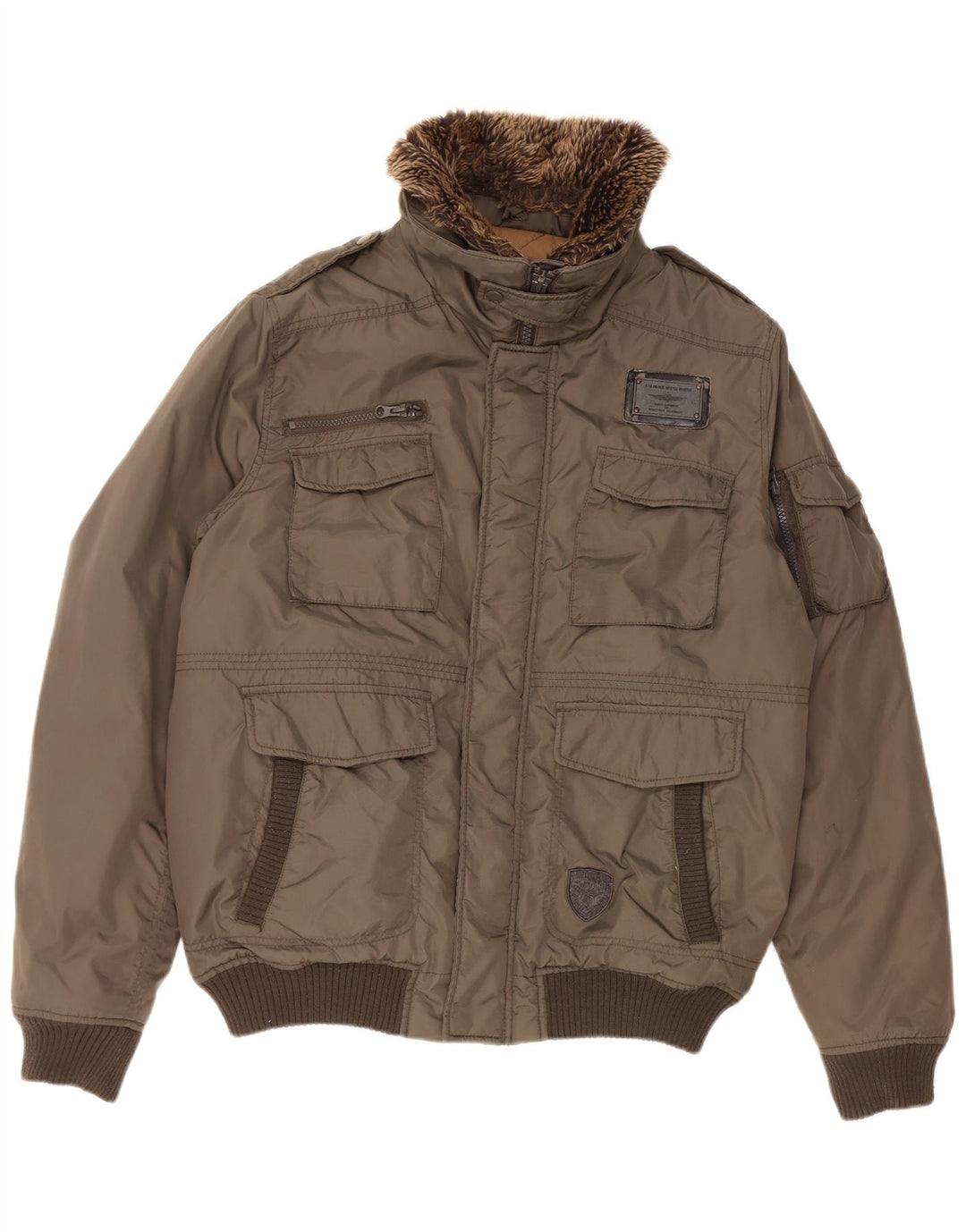 Celio Herren Militär Bomberjacke UK 42 XL Khaki Nylon