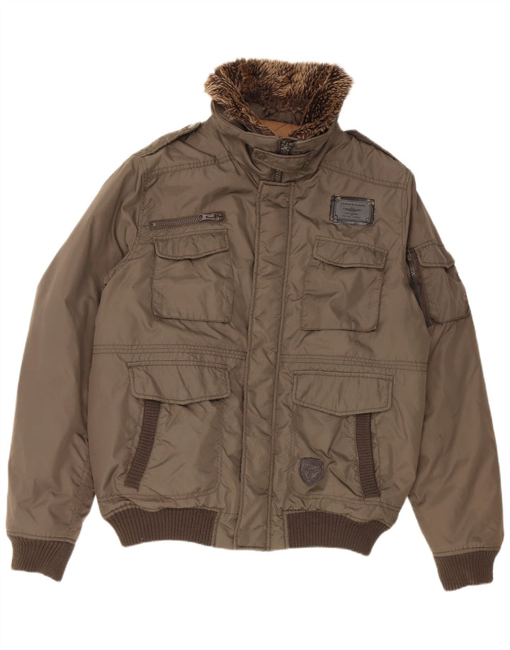 Celio Herren Militär Bomberjacke UK 42 XL Khaki Nylon