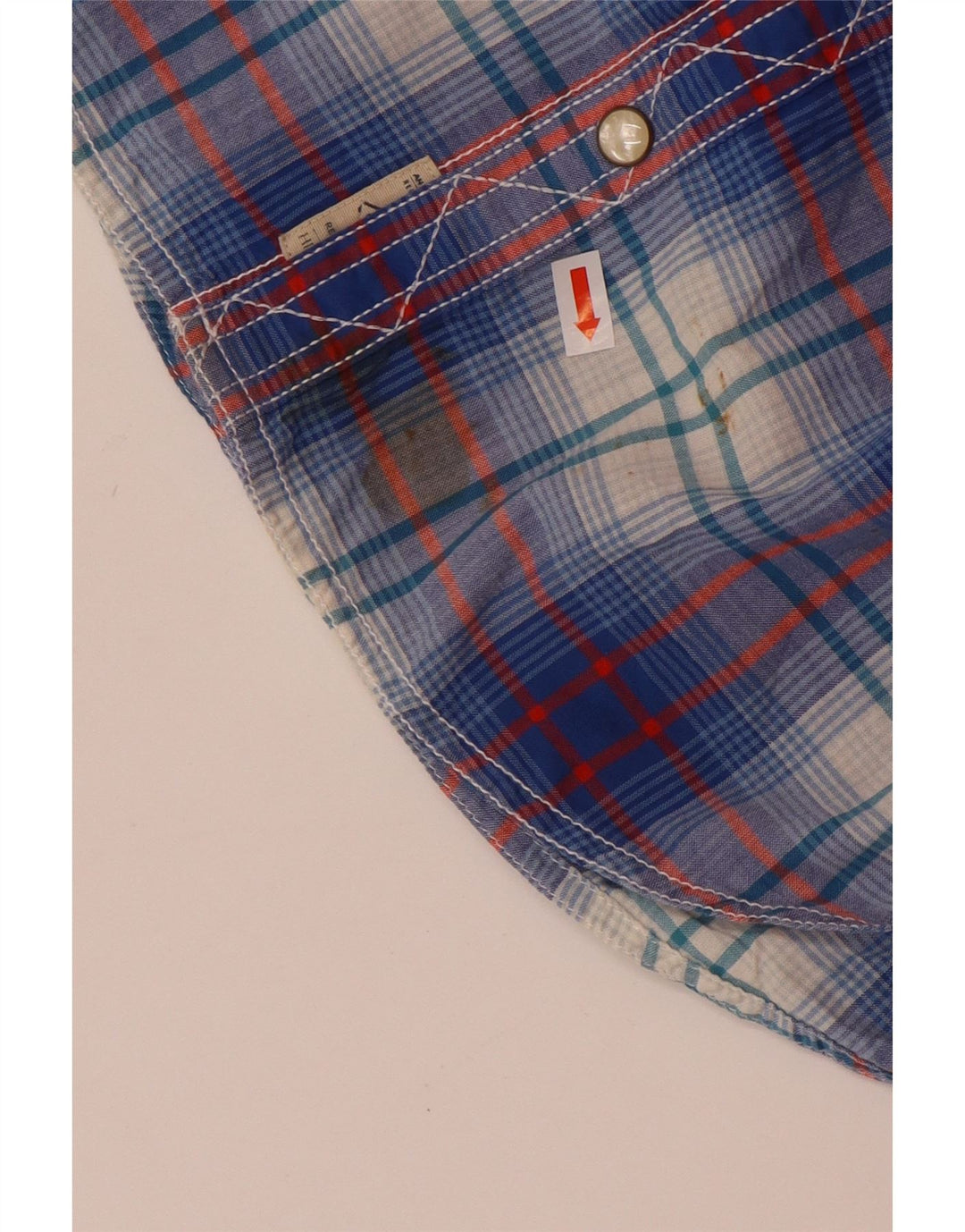 Tommy Hilfiger Herren Grafik-Kurzarmhemd aus mittelblauer Karo-Baumwolle