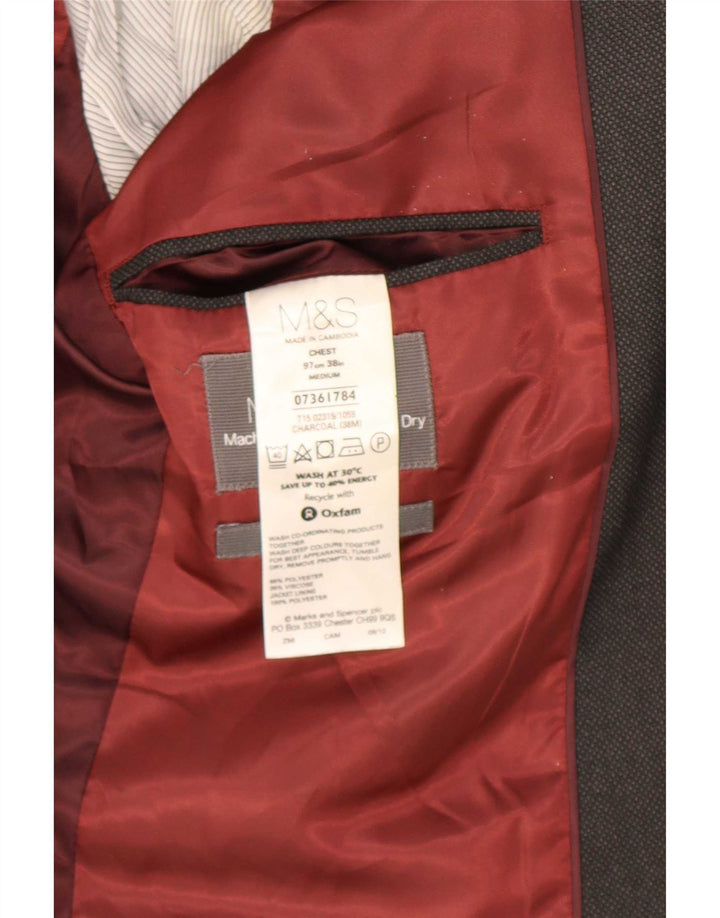 Marks & Spencer Herren-Blazer mit 2 Knöpfen, UK 38, Mittelgrau, Polyester