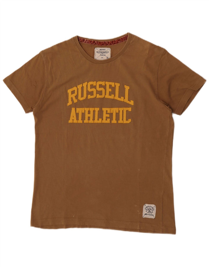 Russell Athletic Herren-T-Shirt mit Grafik, mittlere Khaki-Baumwolle