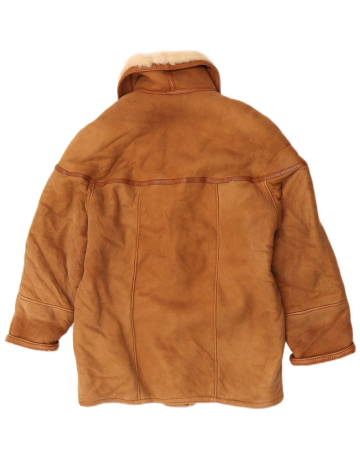 Vintage Damen Shearling Jacke IT 42 Medium Beige Shearling