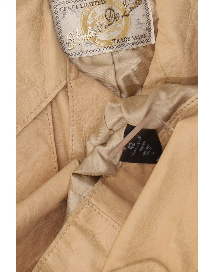 Vintage Damen Lederjacke IT 42 Medium Beige Leder