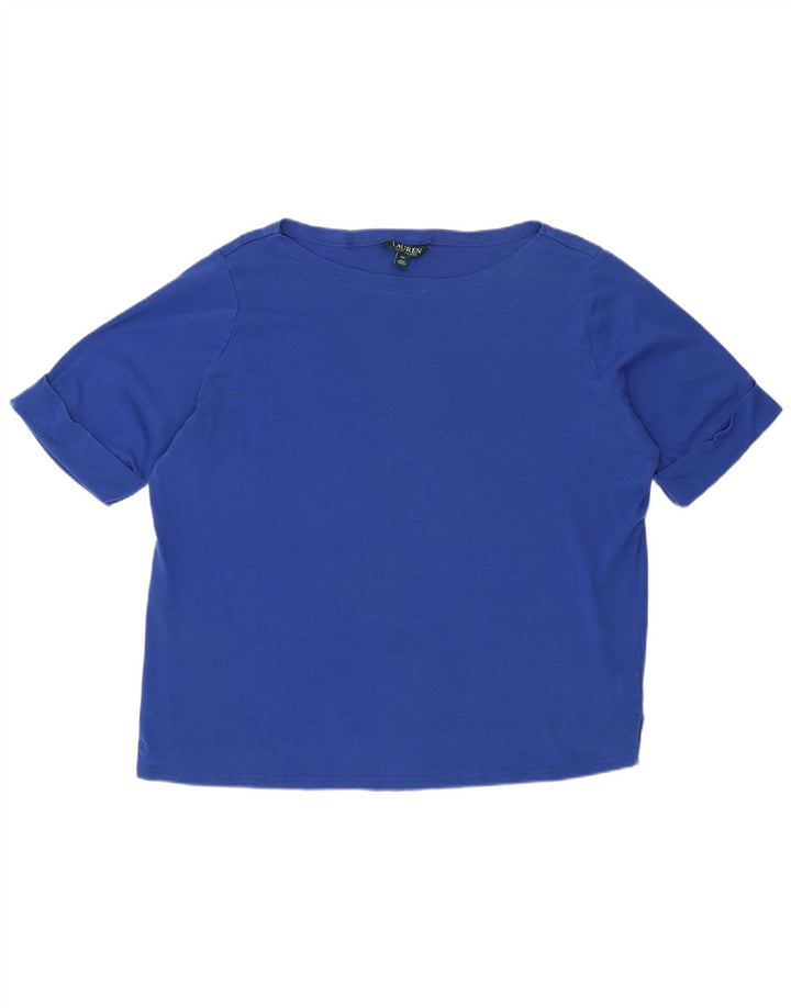 RALPH LAUREN Damen T-Shirt Top UK 22 3XL Blaue Baumwolle