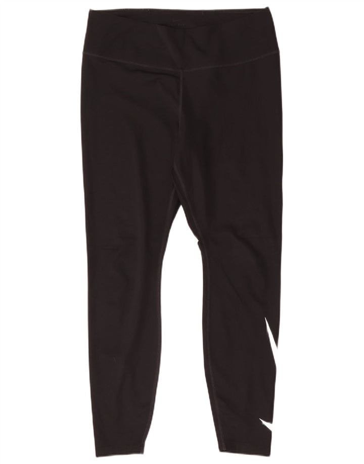 Nike Damen Dri Fit Graphic Leggings UK 14 Large Schwarz Polyester
