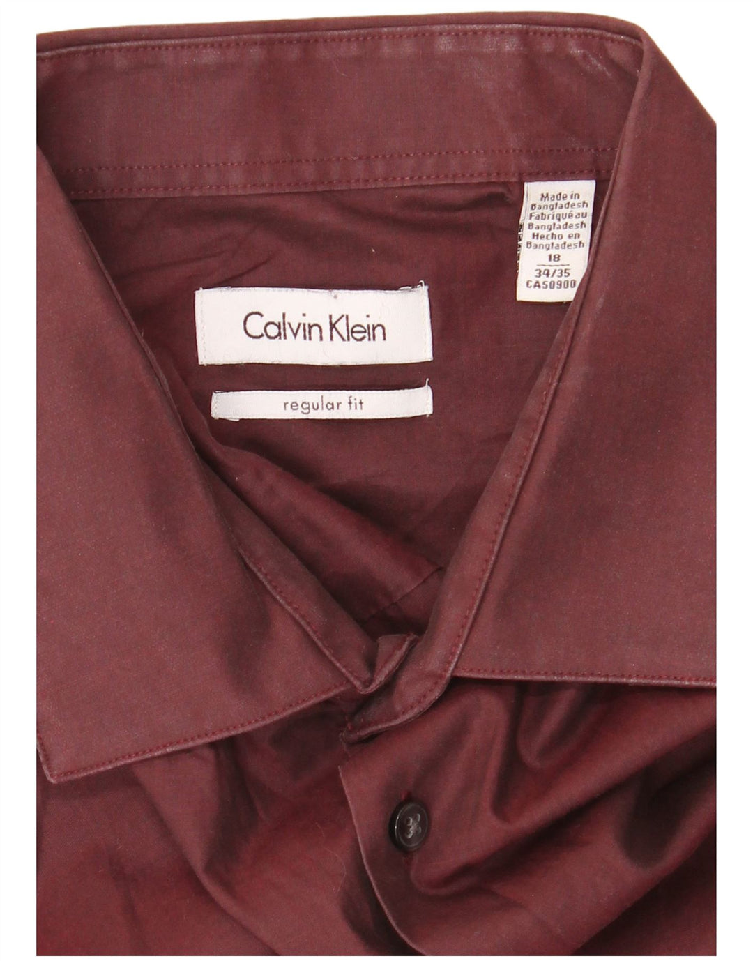 CALVIN KLEIN Herren-Hemd mit normaler Passform, Größe 18 2XL, kastanienbraune Baumwolle