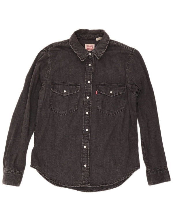 Levi's Damen Jeanshemd UK 10 Small Schwarz Baumwolle
