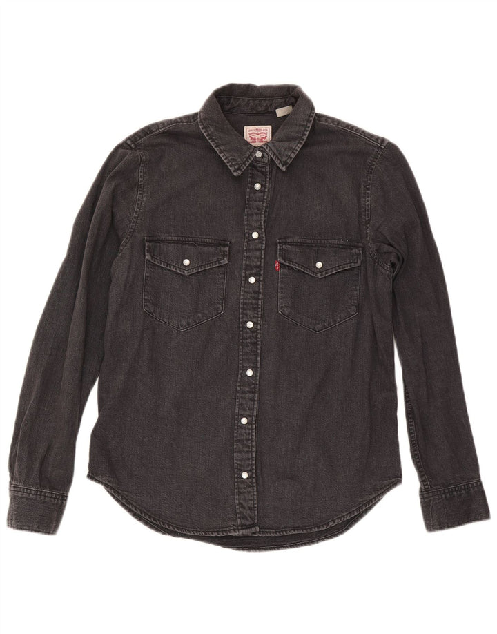 Levi's Damen Jeanshemd UK 10 Small Schwarz Baumwolle