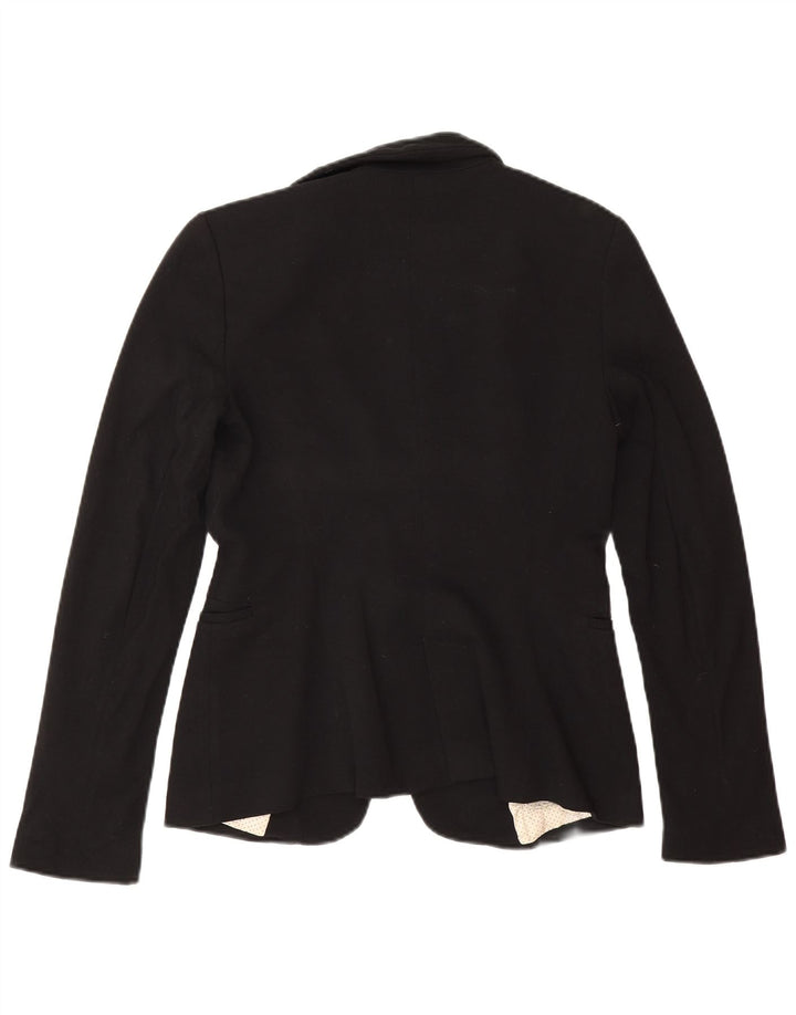 Zara Damen 1-Knopf-Blazerjacke UK 10 Small Schwarze Viskose