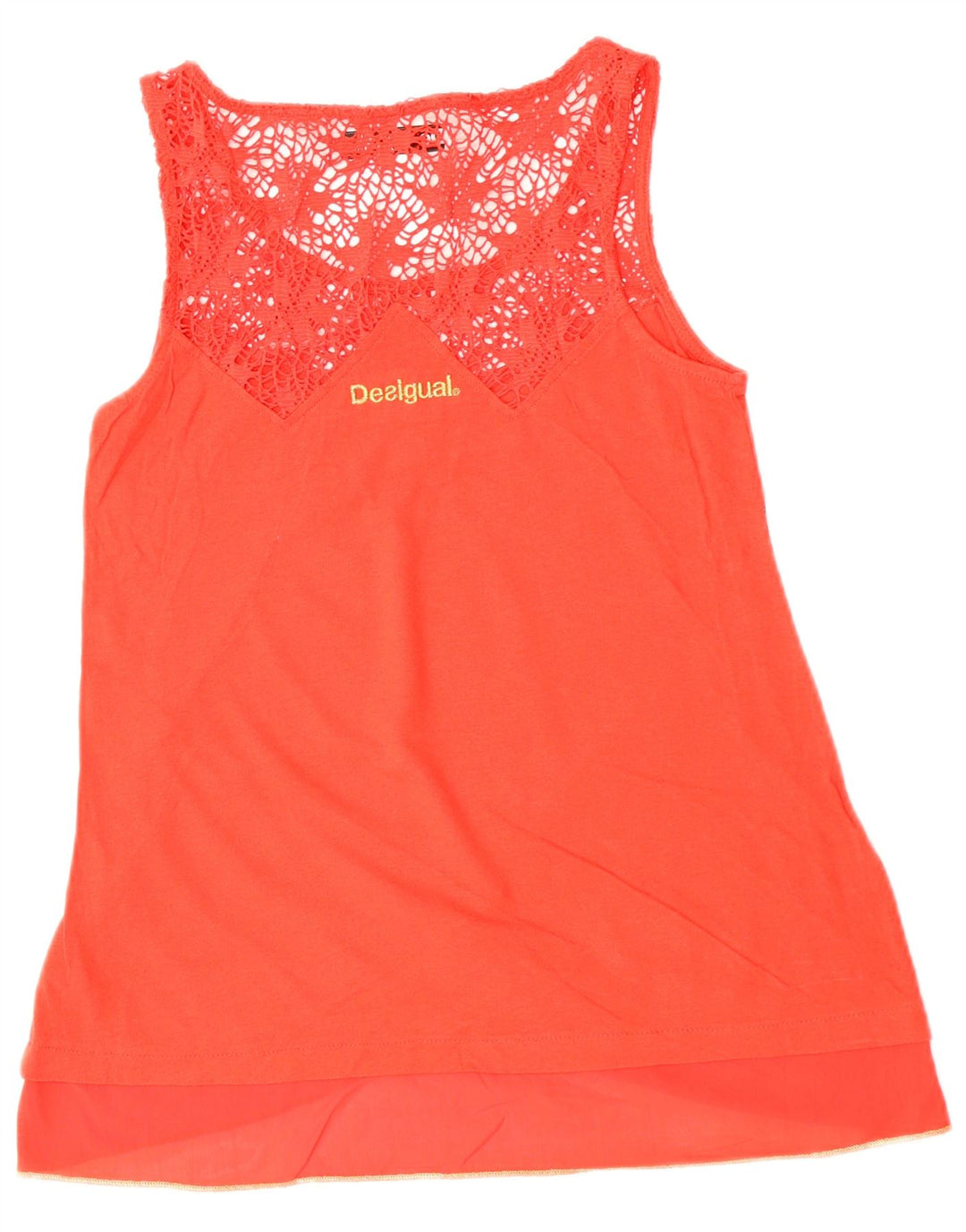 DESIGUAL Damen ärmelloses Blusenoberteil UK 10 Small Red Floral Cotton