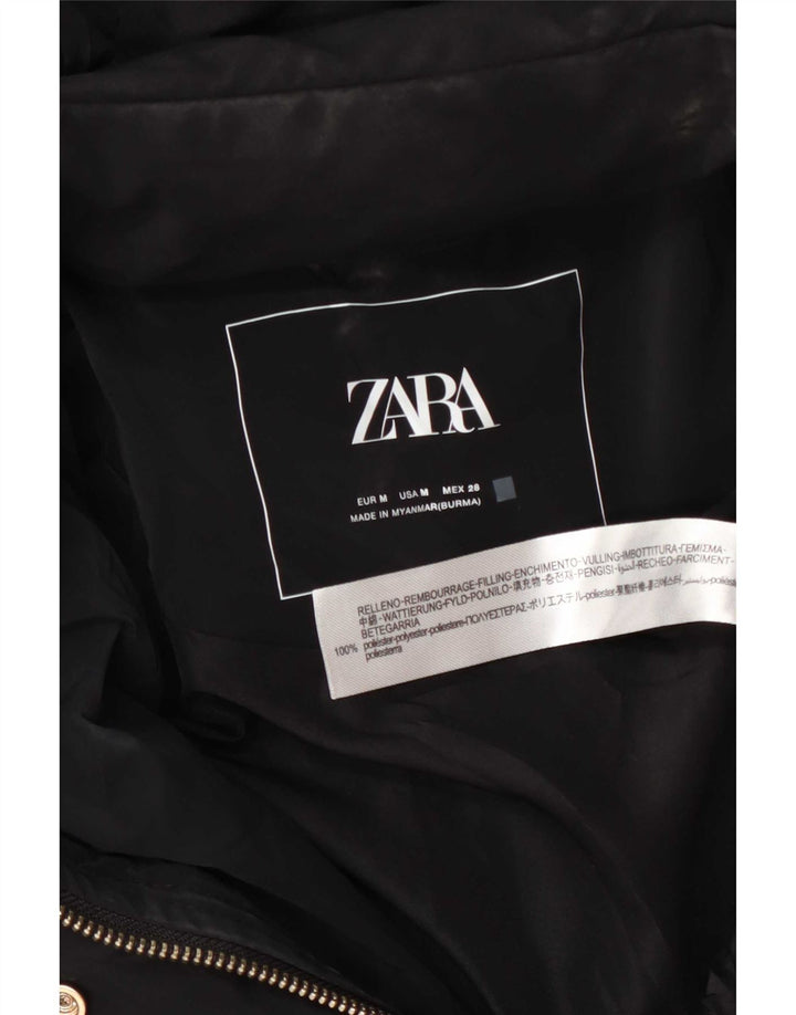 Zara Damen Kapuzenmantel, gepolstert, UK 14, Mittelschwarz, Polyester