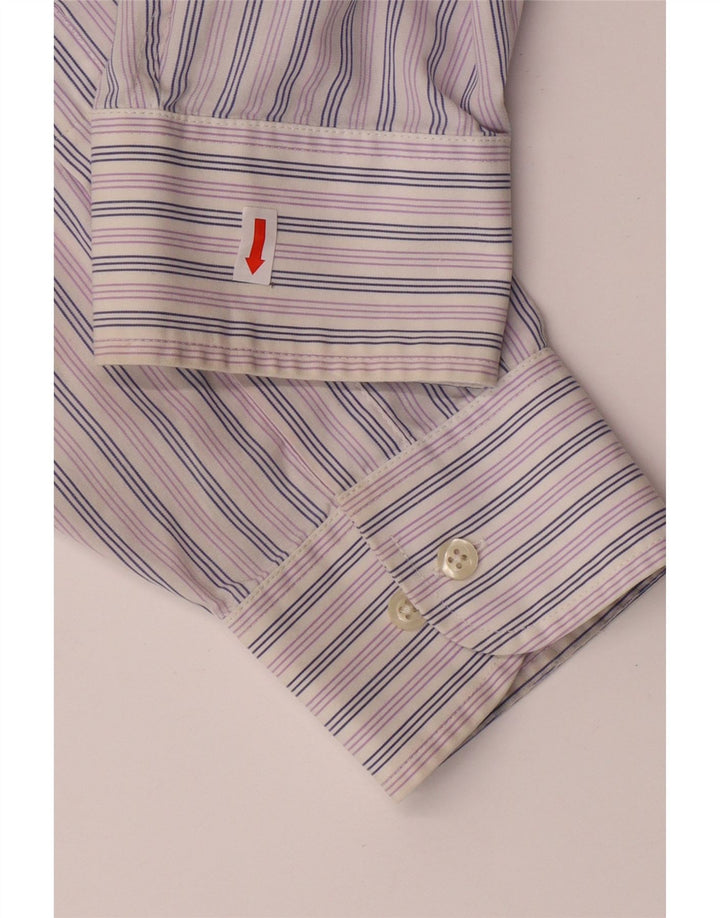 CHAPS Mens Shirt Size 16 16 1/2 Large Purple Striped Cotton