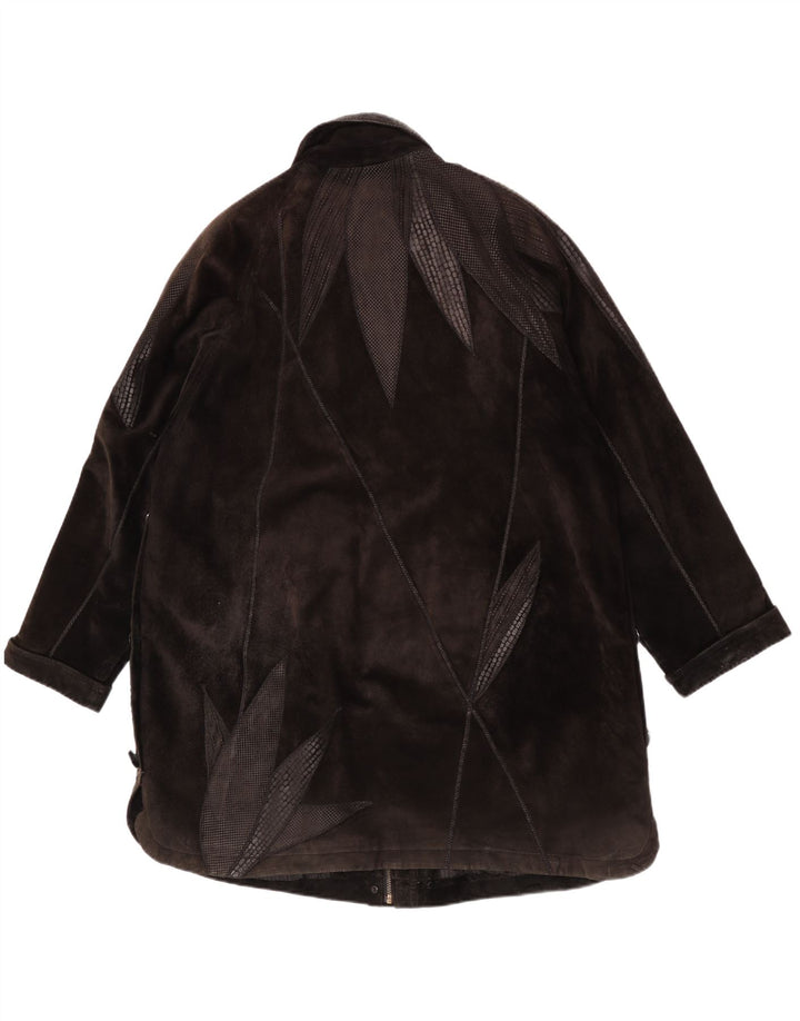 Vintage Damen Übergroßer Wildledermantel IT 42 Mittelbraunes Leder