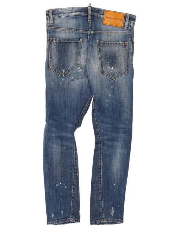 Dsquared2 Damen Distressed Slim Jeans IT 42 Medium W30 L27 Blau gepunktet