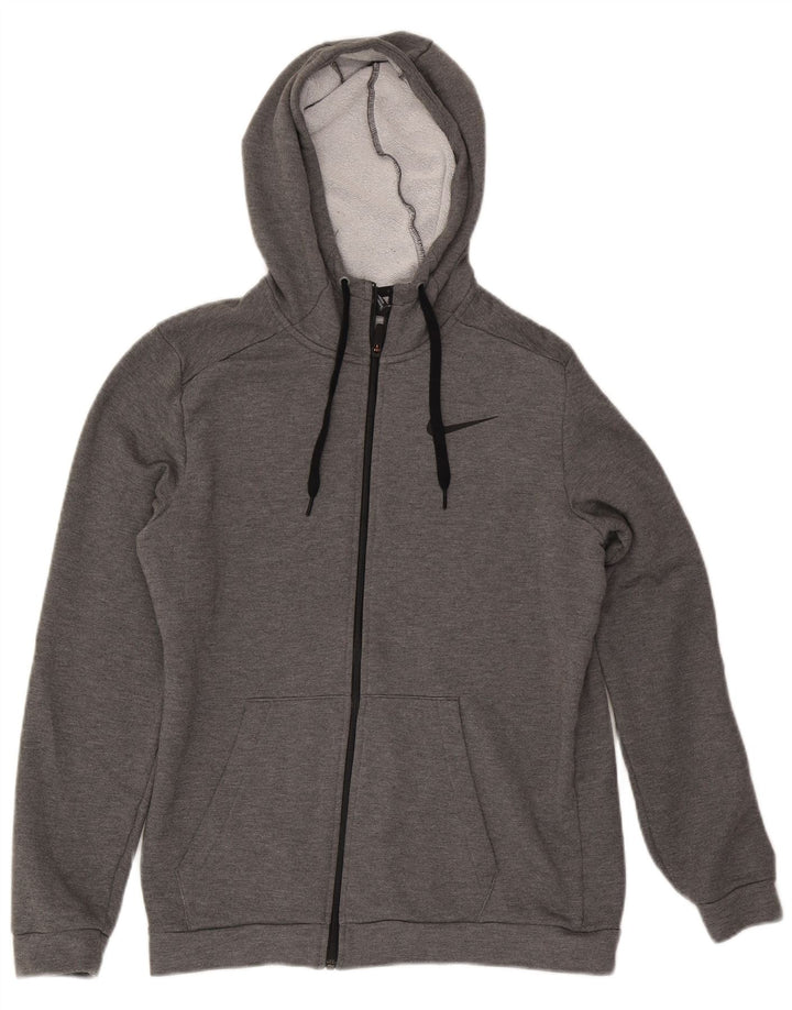 Nike Herren Dri Fit Standard Fit Zip Hoodie Pullover Mittelgraues Polyester