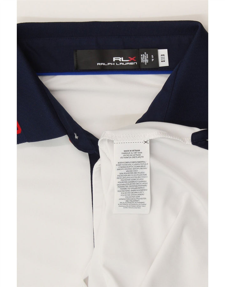 Ralph Lauren Herren-USA-Poloshirt, klein, weiß gestreift, Polyester
