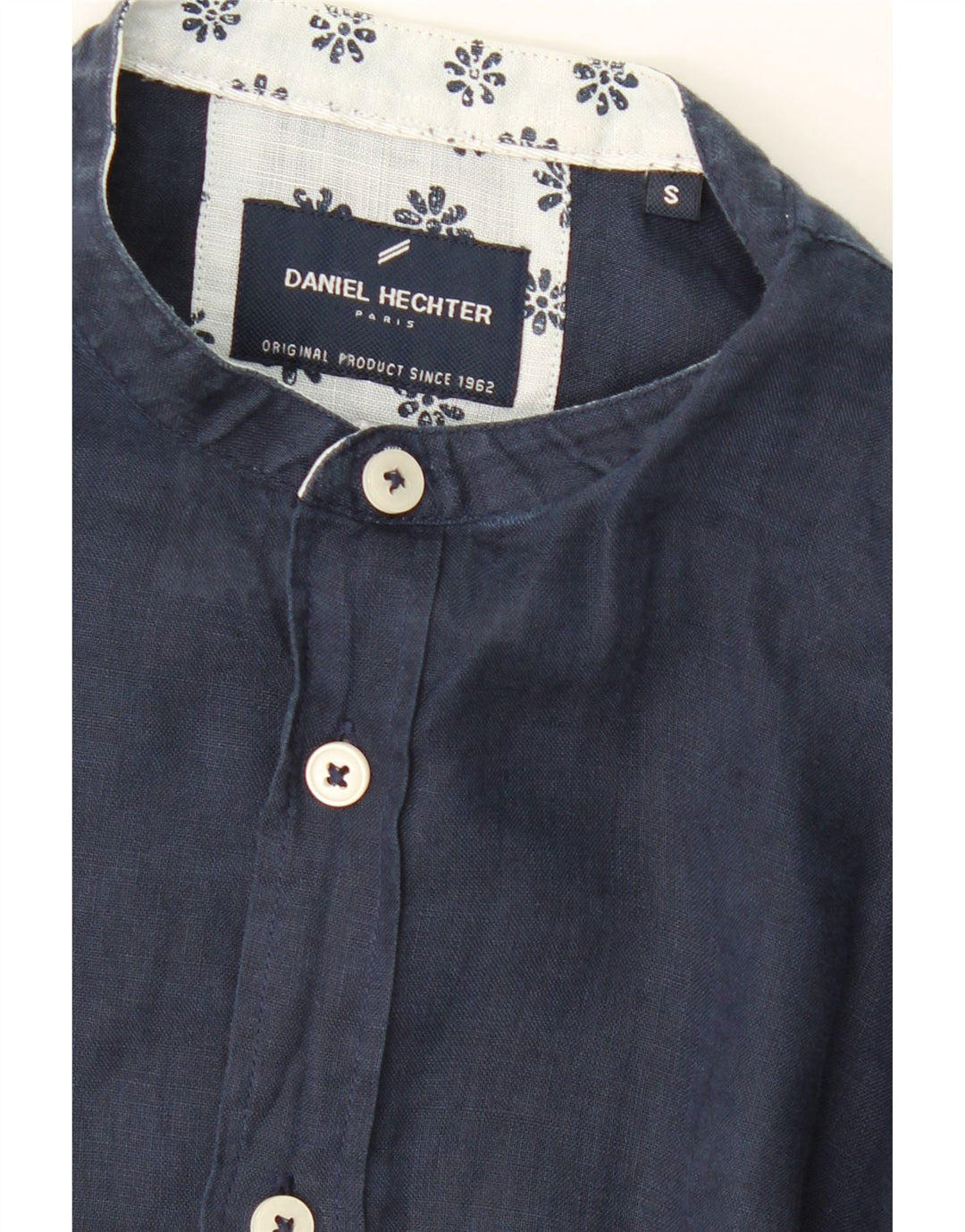 DANIEL HECHTER Mens Shirt Small Navy Blue Linen Vintage Daniel Hechter and Second-Hand Daniel Hechter from Messina Hembry 