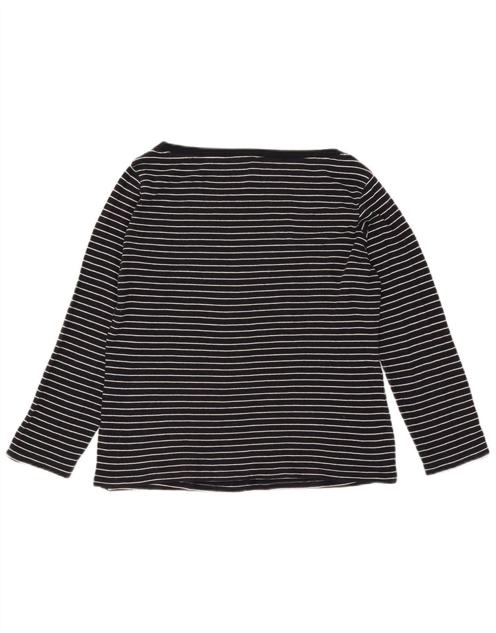 Marks & Spencer Damen Top Langarm UK 16 Large Marineblau Nadelstreifen