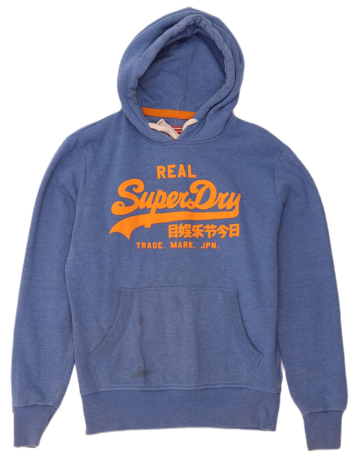 Superdry Herren Grafik-Kapuzenpullover aus mittelblauer Baumwolle