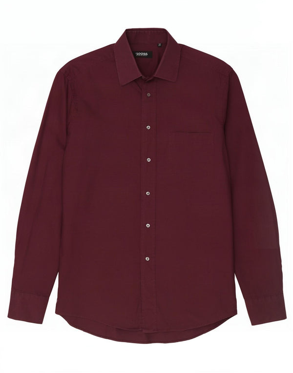 Hugo Boss Mens Shirt Size 39 15 1/2 Medium Burgundy Cotton