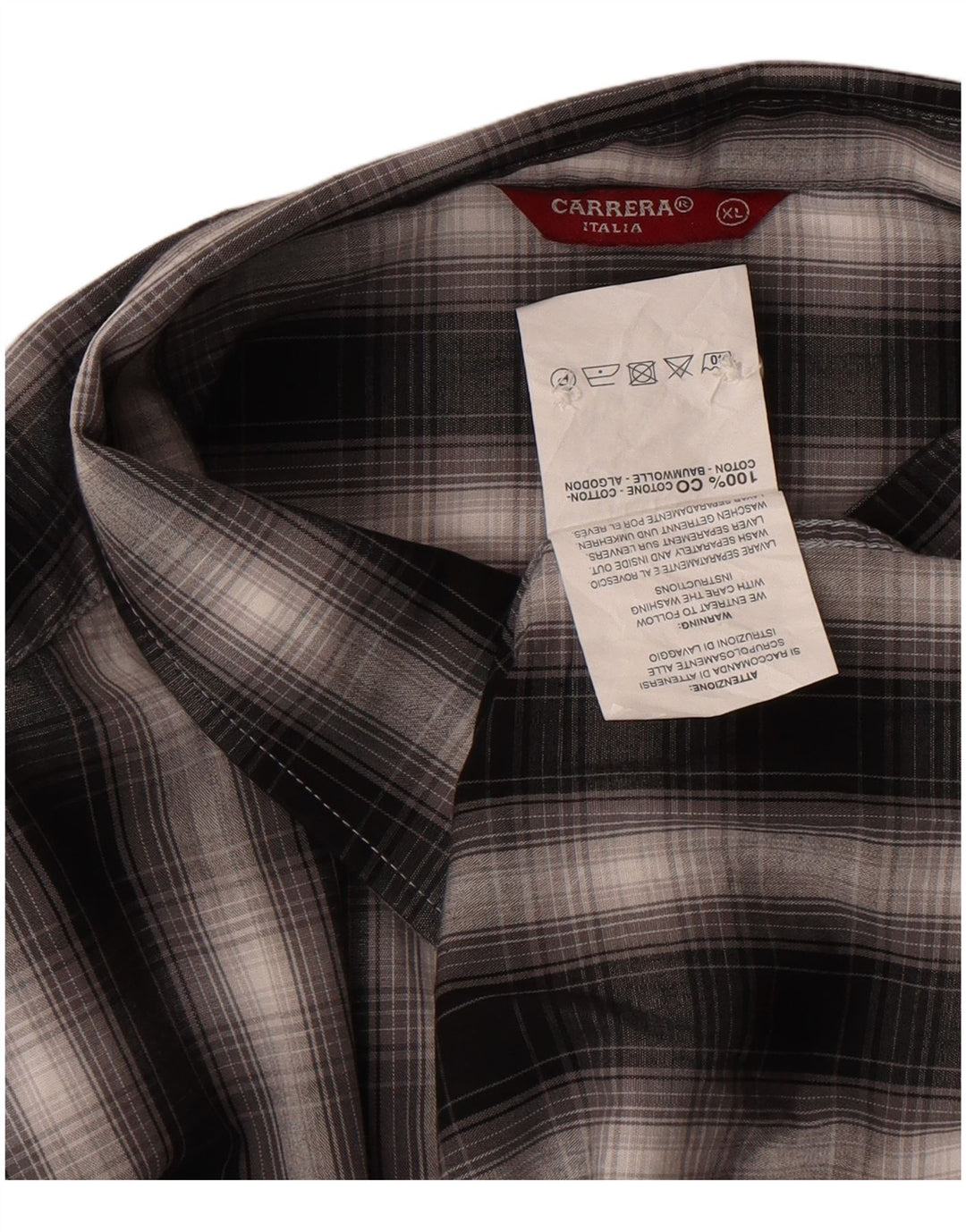 Carrera Herren-Flanellhemd XL, schwarz kariert, Baumwolle