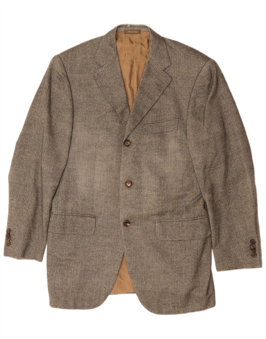Hugo Boss Herren-Blazer mit 3 Knöpfen, EU 46, kleine grüne Herringbone-Seide