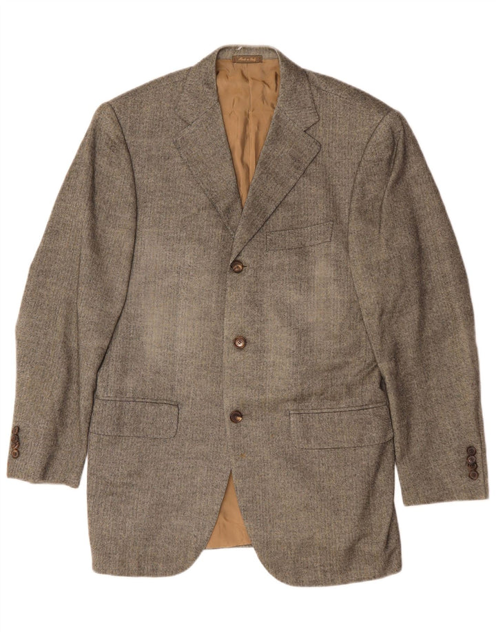 Hugo Boss Herren-Blazer mit 3 Knöpfen, EU 46, kleine grüne Herringbone-Seide