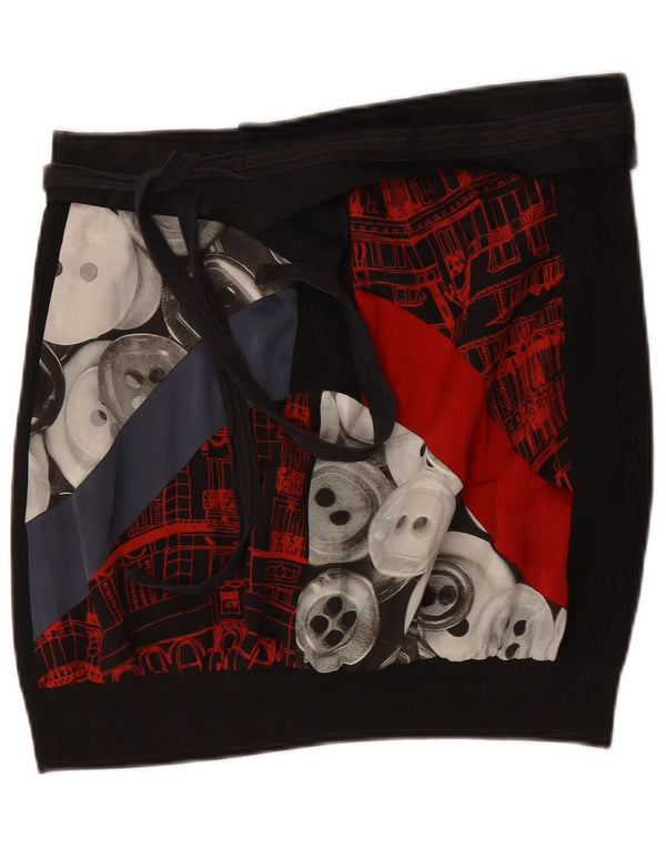Desigual Damen Grafik-Minirock EU 42 Large W34 Schwarzer Farbblock