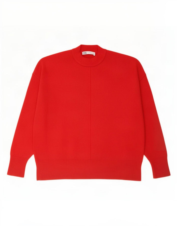Zara Damen-Pullover, übergroß, Rundhalsausschnitt, Gr. 10, Größe S, Rot