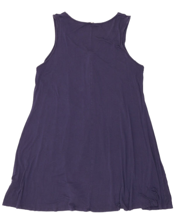 Marks & Spencer Damen Ärmelloses A-Linien-Kleid UK 18 XL Marineblaue Viskose