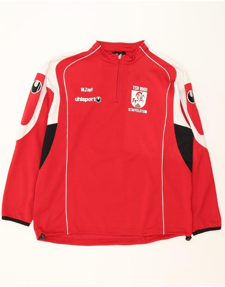 UHLSPORT Mens Graphic Pullover Tracksuit Top Large Red Colourblock Vintage Uhlsport and Second-Hand Uhlsport from Messina Hembry 