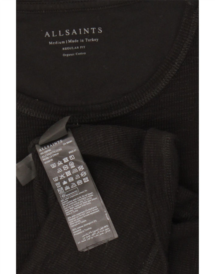 All Saints Herren-Oberteil mit normaler Passform, langärmlig, mittelschwarze Baumwolle