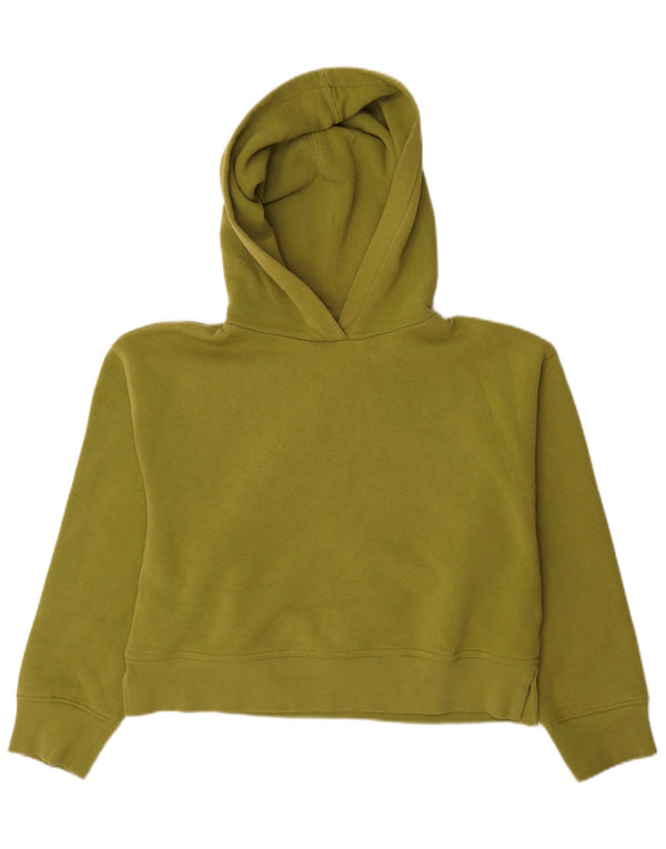 Zara Damen Crop Hoodie Pullover UK 14 Medium Khaki Baumwolle