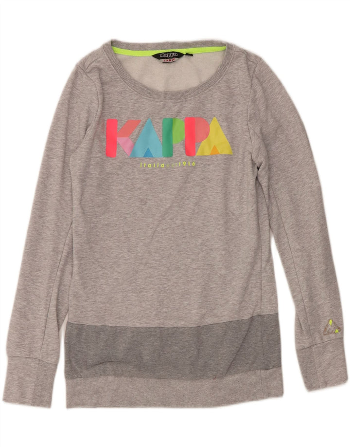 Kappa Damen Grafik-Sweatshirt-Pullover UK 14 Large Graue Baumwolle
