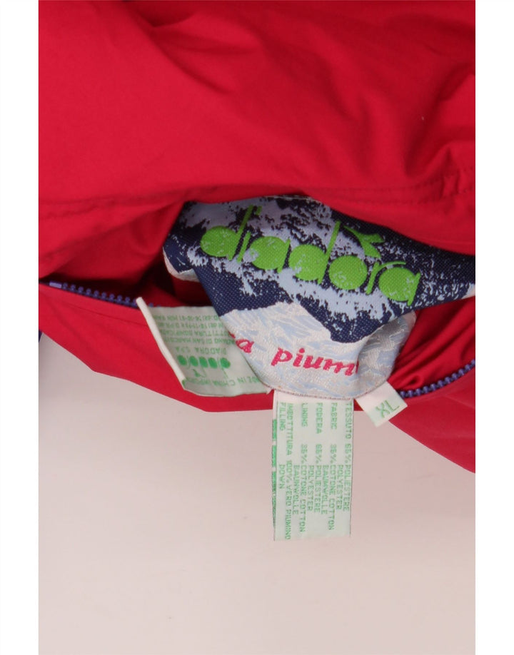 DIADORA Herren Übergroße wendbare wattierte Jacke UK 42 XL Rot Polyester