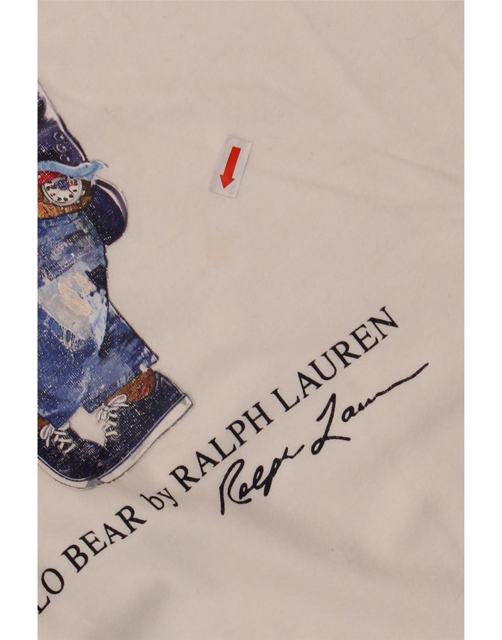 POLO RALPH LAUREN Slim Fit Grafik-T-Shirt-Oberteil für Herren aus mittelweißer Baumwolle