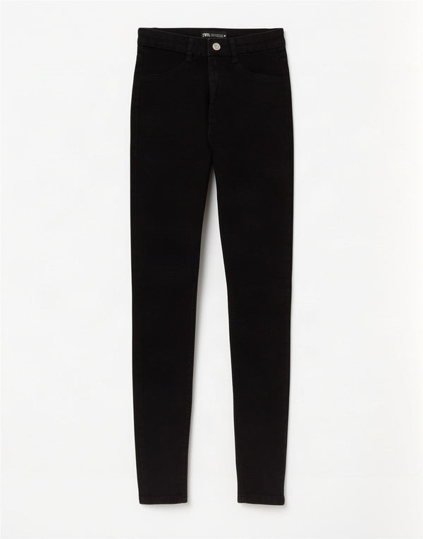Zara Damen Skinny Jeans EU 34 2XS W24 L28 Schwarze Baumwolle