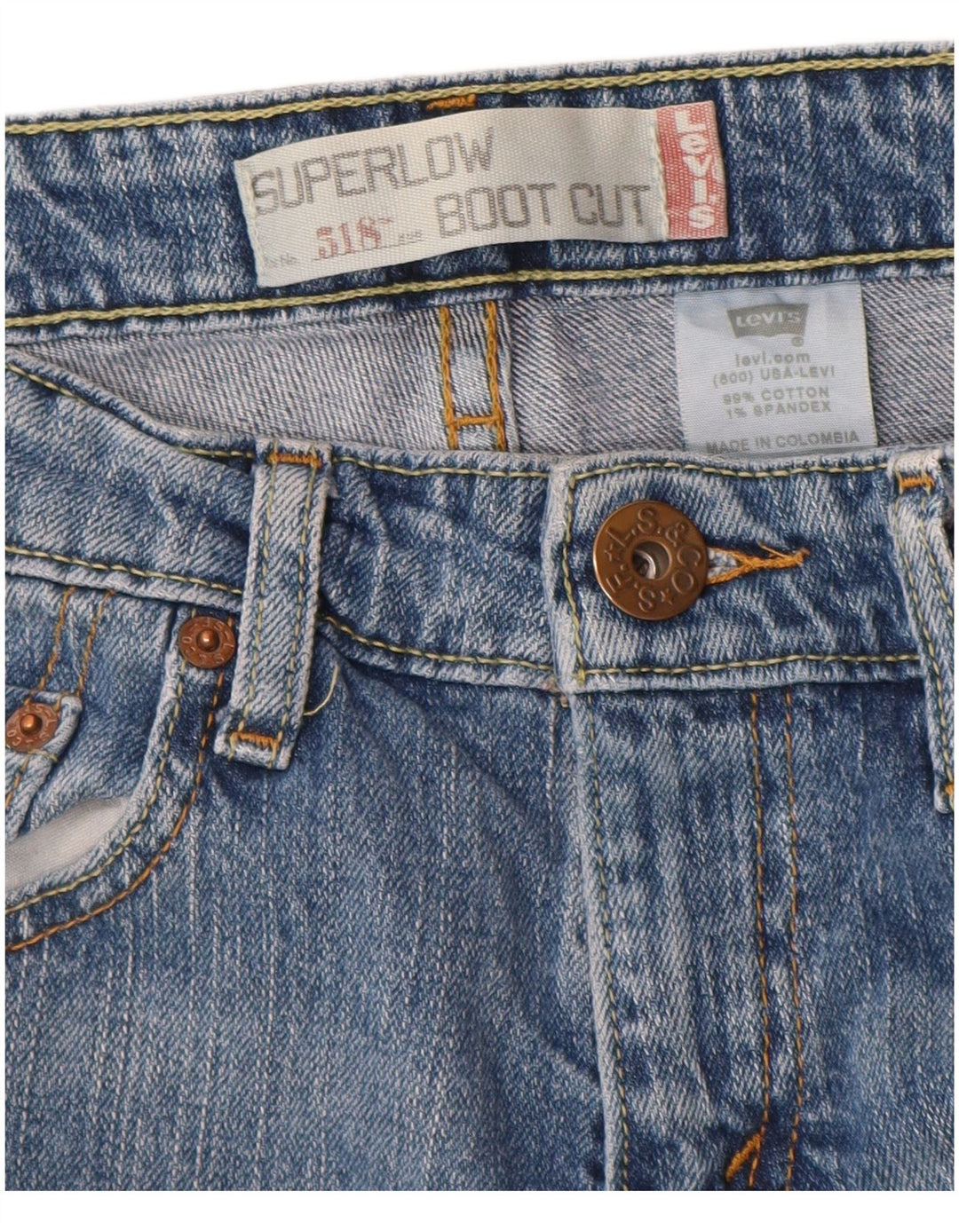 Levi's Damen 518 Super Low Bootcut Jeans W28 L32 Blaue Baumwolle