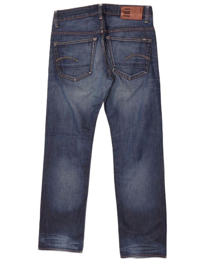 G-Star Herren 3301 Straight Jeans W32 L30 Blaue Baumwolle