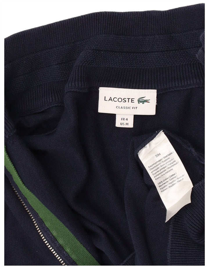 Lacoste Herren-Strickjacke mit klassischer Passform, Größe 4, mittelmarineblaue Baumwolle