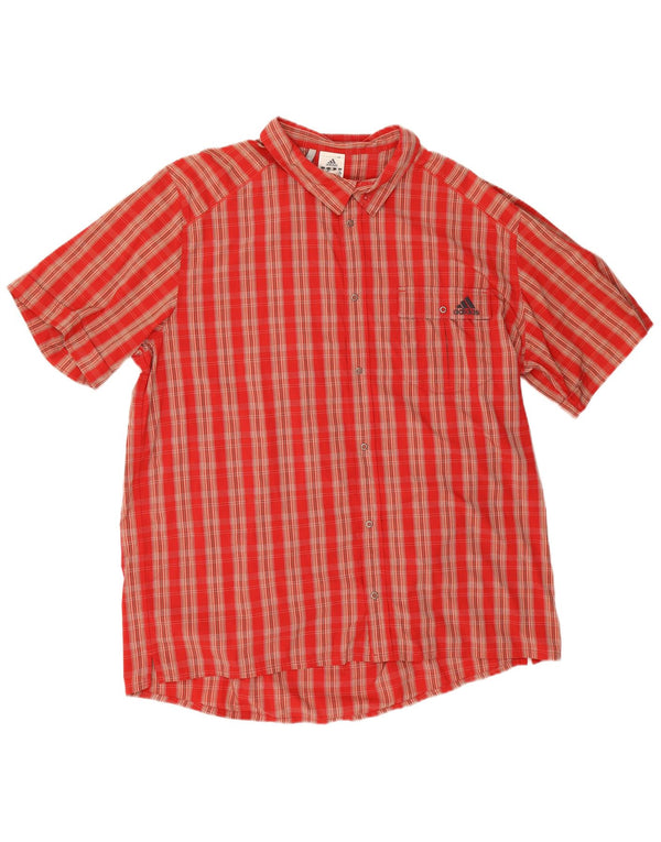 Adidas Herren Climalite Kurzarmhemd 2XL Rot kariert Polyamid